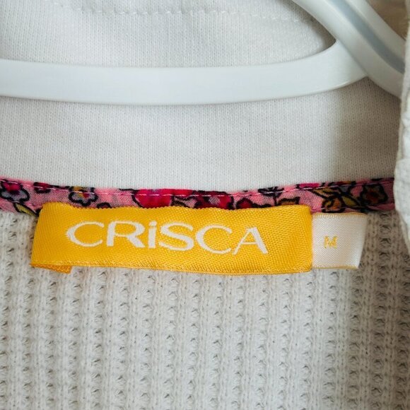 VTG Crisca Button Front White Trucker Jacket Flower Design Lace Trim  M - Picture 5 of 16